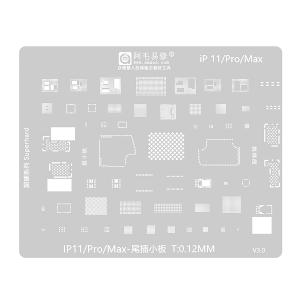 Stencil de Cpu y Placa de Carga para iPhone 11