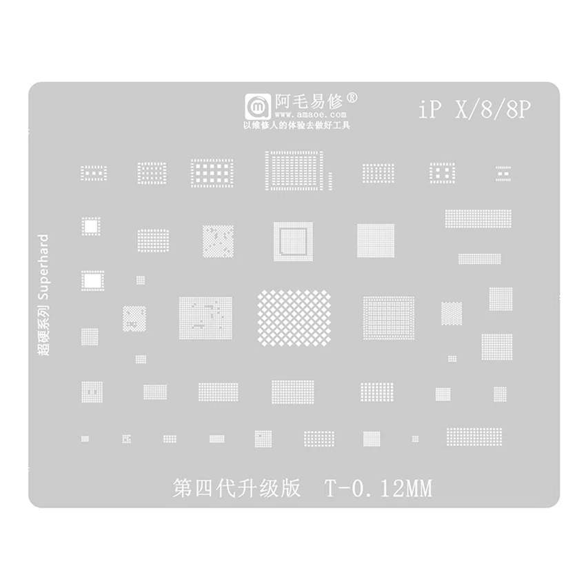 stencilt8p-itouchperu Stencil de Cpu Ram y Circuitos para iPhone 8/8 Plus/X 0.12mm Amaoe