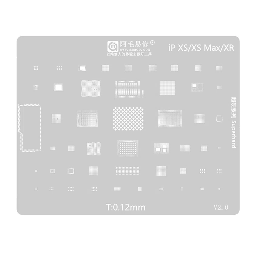 stenciltxs-itouchperu Stencil de Cpu Ram y Circuitos para iPhone Xs/XS Max/Xr 0.12mm Amaoe