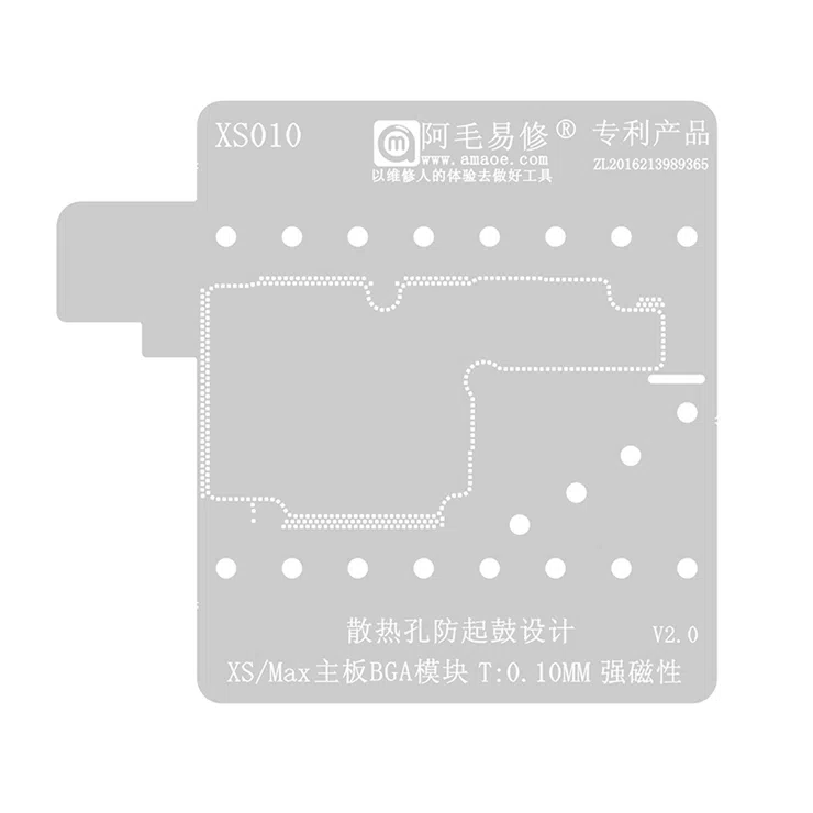 Stencil Interposer BGA para iPhone Xs 0.10mm Amaoe