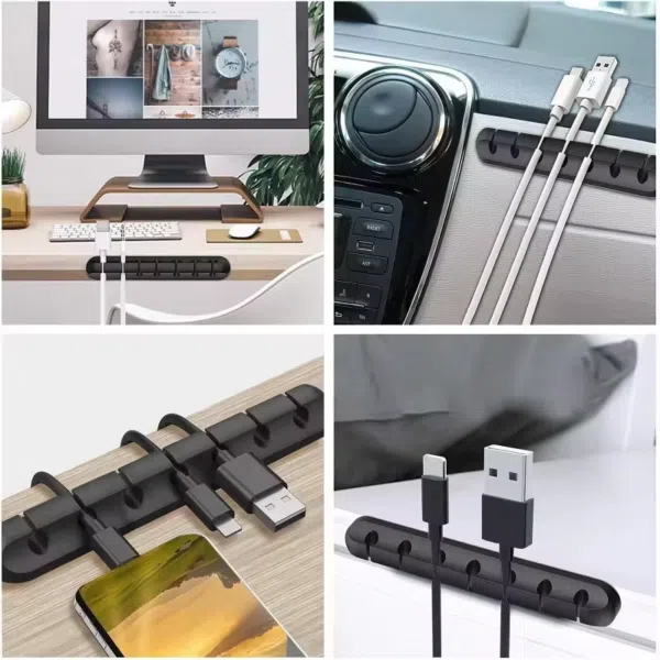 Organizador de Cables de Silicona Autoadhesivo